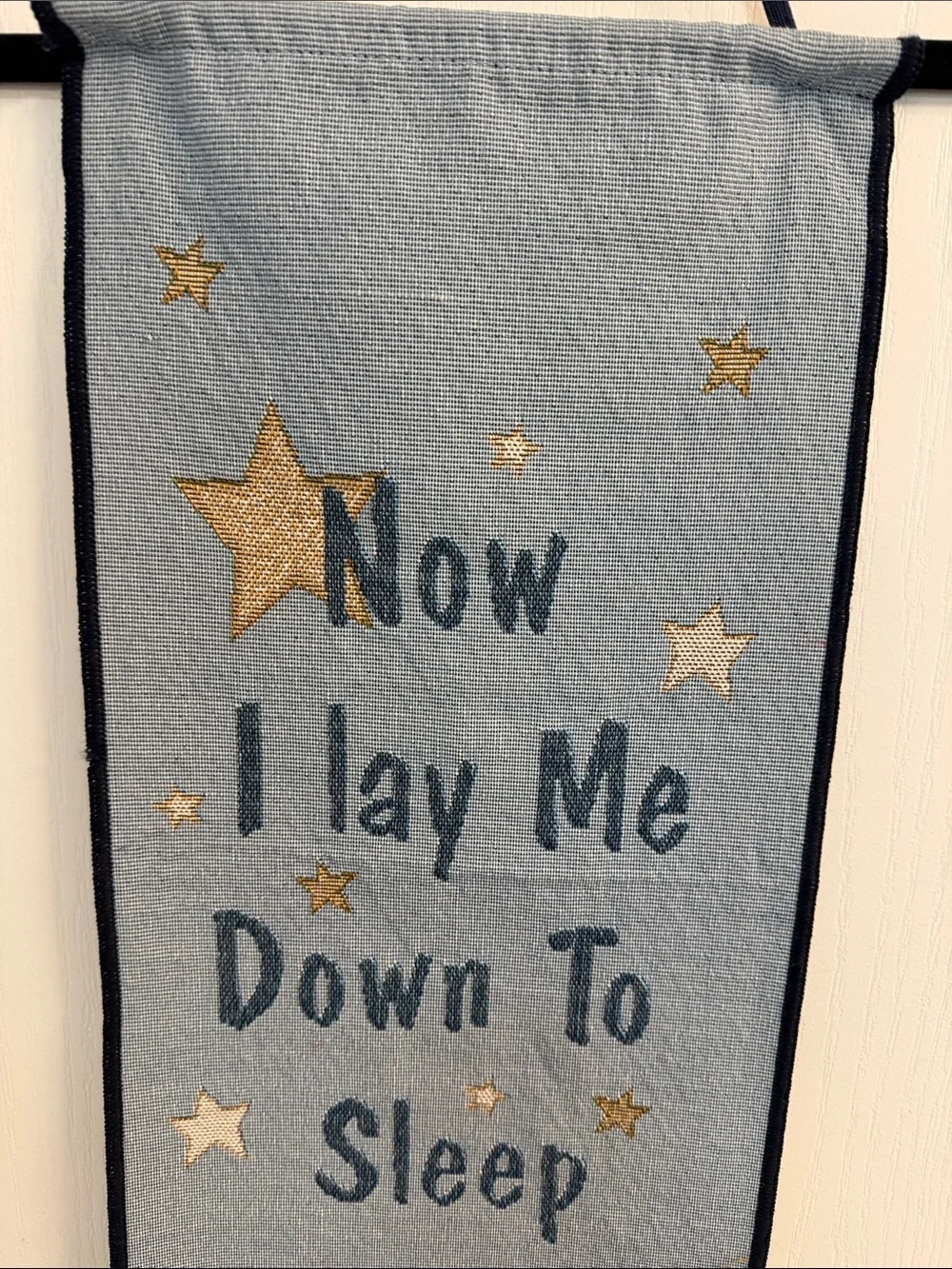 Vintage Now I Lay Me Down To Sleep Blue Nursery Wall Tapestry